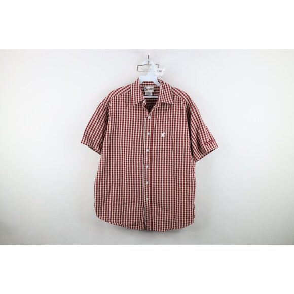 Vintage 90s Disney Mens M Mickey Mouse Seersucker Short Sleeve Button Down Shirt - Picture 1 of 12